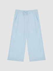 Reiss Ice Blue Cleo 4-9 yrs Linen Drawstring Trousers - Image 2 of 6