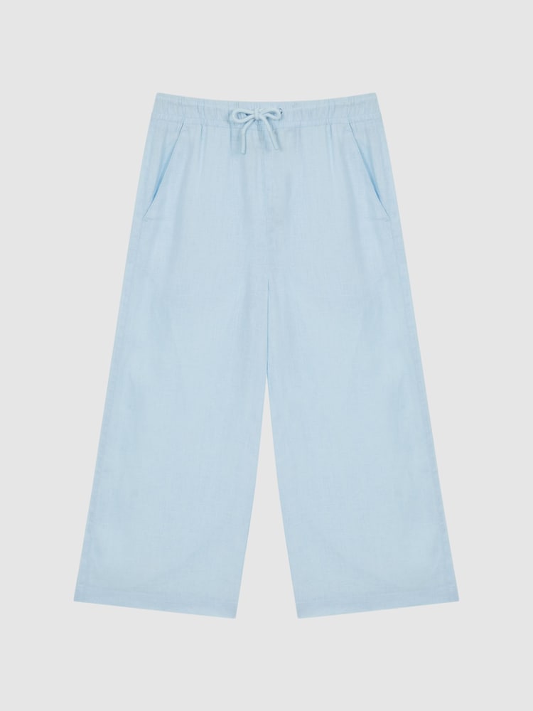 Reiss Ice Blue Cleo 4-9 yrs Linen Drawstring Trousers - Image 2 of 6