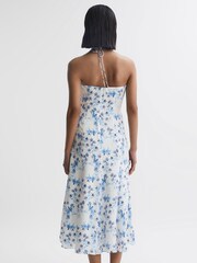Reiss White Sophia Floral Print Halter Neck Midi Dress - Image 5 of 5