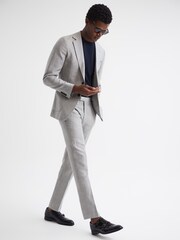 Reiss Grey Matinee Wool Linen Blend Slim Fit Trousers - Image 3 of 6