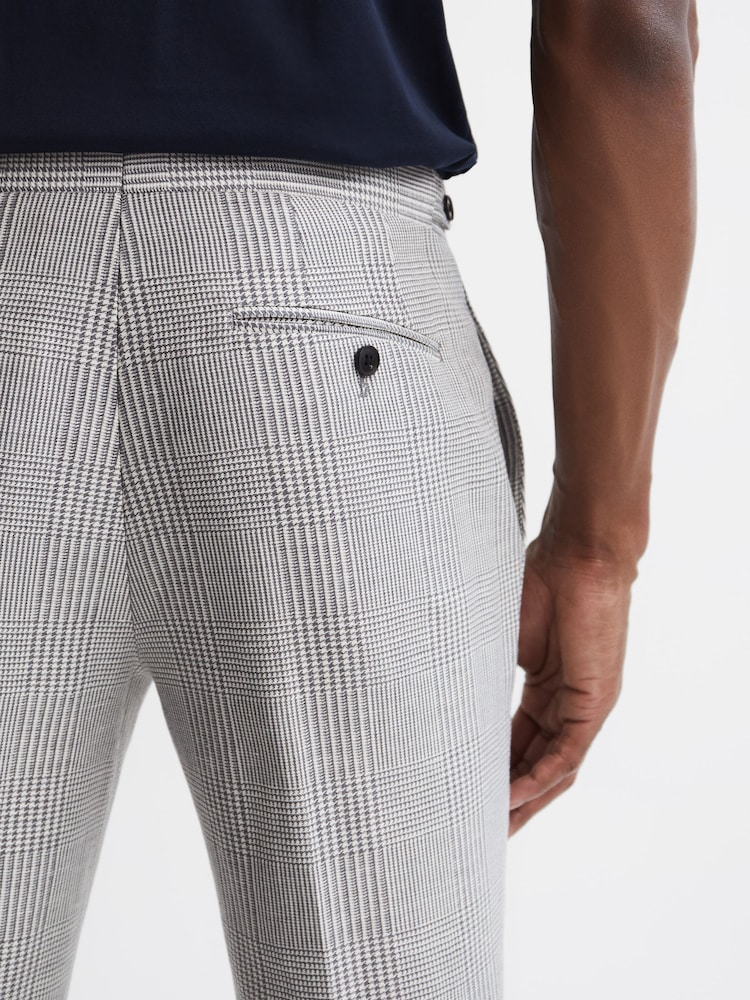 Reiss Grey Matinee Wool Linen Blend Slim Fit Trousers - Image 6 of 6