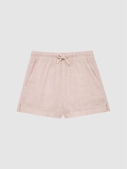 Rosa claro - Pantalones cortos de lino con cordón ajustable Cleo de Reiss - Imagen 2 de 6