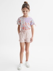 Rosa claro - Pantalones cortos de lino con cordón ajustable Cleo de Reiss - Imagen 3 de 6