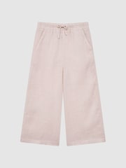 Reiss Soft Pink Cleo 4-9 yrs 100% Linen Drawstring Trousers - Image 2 of 6