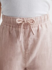 Reiss Soft Pink Cleo 4-9 yrs 100% Linen Drawstring Trousers - Image 4 of 6