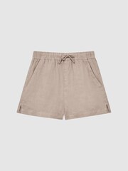 Reiss Mink Cleo 9-12 yrs Linen Drawstring Shorts - Image 2 of 6