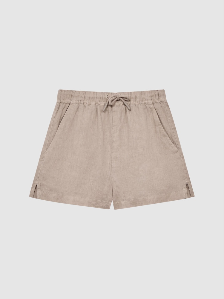 Reiss Mink Cleo 9-12 yrs Linen Drawstring Shorts - Image 2 of 6