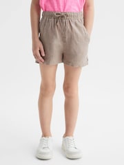 Reiss Mink Cleo 9-12 yrs Linen Drawstring Shorts - Image 3 of 6