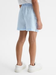 Reiss Ice Blue Cleo 4-9 yrs Linen Drawstring Shorts - Image 5 of 6