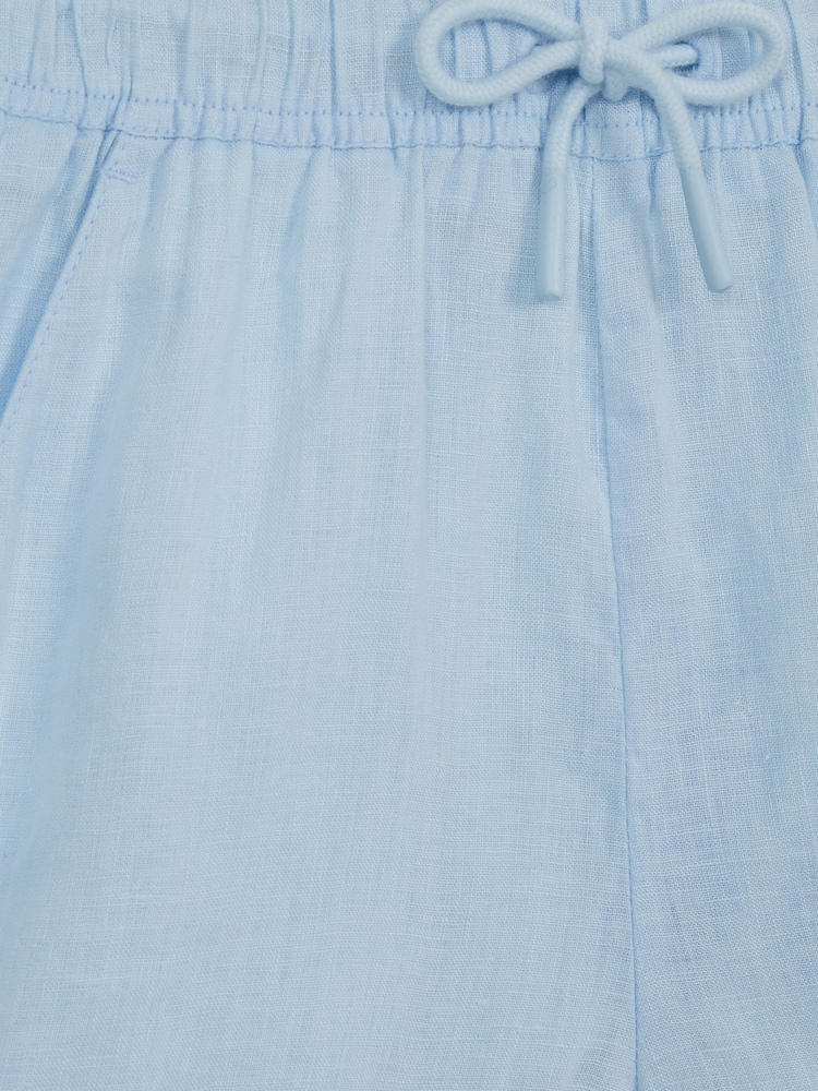 Reiss Ice Blue Cleo 4-9 yrs Linen Drawstring Shorts - Image 6 of 6