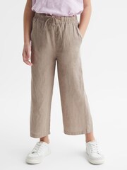 Reiss Mink Cleo 9-12 yrs Linen Drawstring Trousers - Image 1 of 6