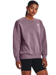 Under Armour Purple Oversized Icon Fleece Crew Sweatshirt - Image 1 of 6