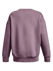 Under Armour Purple Oversized Icon Fleece Crew Sweatshirt - Image 6 of 6
