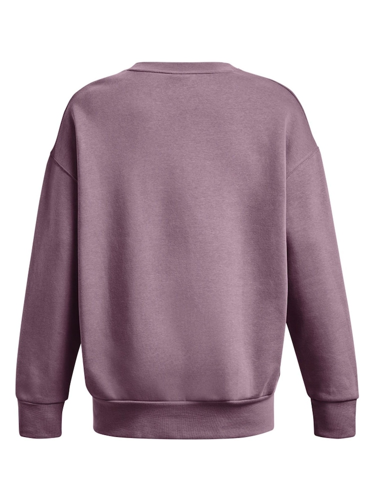Under Armour Purple Oversized Icon Fleece Crew Sweatshirt - Image 6 of 6