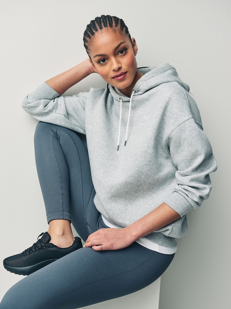 Under Armour Grey Oversized Essential Fleece hoodie - Image 4 of 9