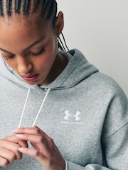 Gris - Sudadera básica de corte extragrande con capucha en polar de Under Armour - Imagen 7 de 9