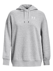 Gris - Sudadera básica de corte extragrande con capucha en polar de Under Armour - Imagen 8 de 9