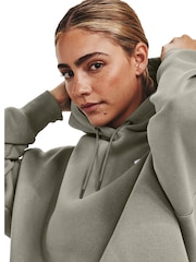Under Armour Green Oversized Essential Fleece Hoodie - Image 4 of 6