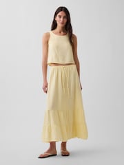 Gap Yellow Cotton Gauze Tiered Easy Maxi Skirt - Image 1 of 3