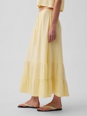 Gap Yellow Cotton Gauze Tiered Easy Maxi Skirt - Image 2 of 3