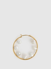 Reiss Gold Baroque 35 Maria Black Hoop Earring - Image 1 of 5