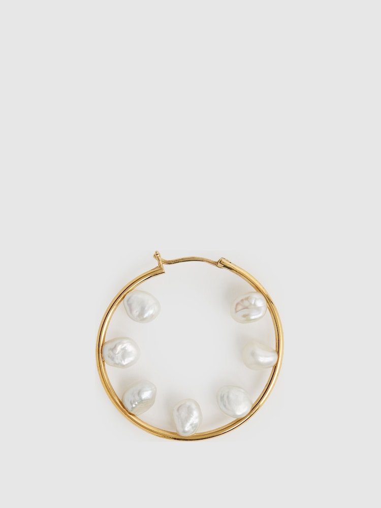 Reiss Gold Baroque 35 Maria Black Hoop Earring - Image 1 of 5