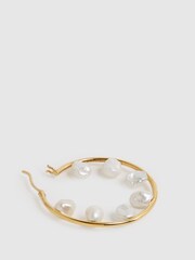 Reiss Gold Baroque 35 Maria Black Hoop Earring - Image 3 of 5