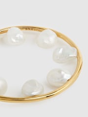 Reiss Gold Baroque 35 Maria Black Hoop Earring - Image 4 of 5