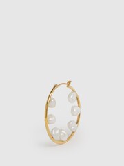 Reiss Gold Baroque 35 Maria Black Hoop Earring - Image 5 of 5
