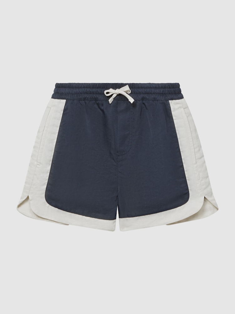 Reiss Navy/Ecru Surf Senior Drawstring Contrast Swim Shorts - Image 2 of 7