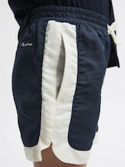 Reiss Navy/Ecru Surf Senior Drawstring Contrast Swim Shorts - Image 4 of 7