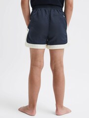Reiss Navy/Ecru Surf Senior Drawstring Contrast Swim Shorts - Image 5 of 7