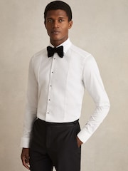 Reiss White Marcel Slim Fit Cotton Marcella Tuxedo Shirt - Image 2 of 9
