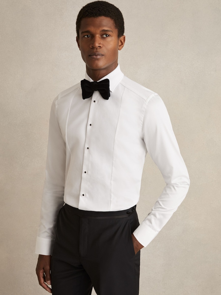 Reiss White Marcel Slim Fit Cotton Marcella Tuxedo Shirt - Image 2 of 9