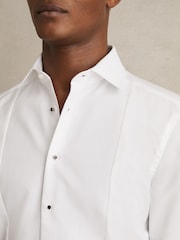 Reiss White Marcel Slim Fit Cotton Marcella Tuxedo Shirt - Image 8 of 9
