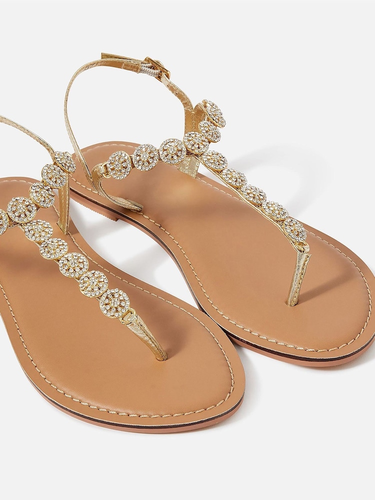 Accessorize Gold Rome Sparkle Sandals - Image 4 of 4