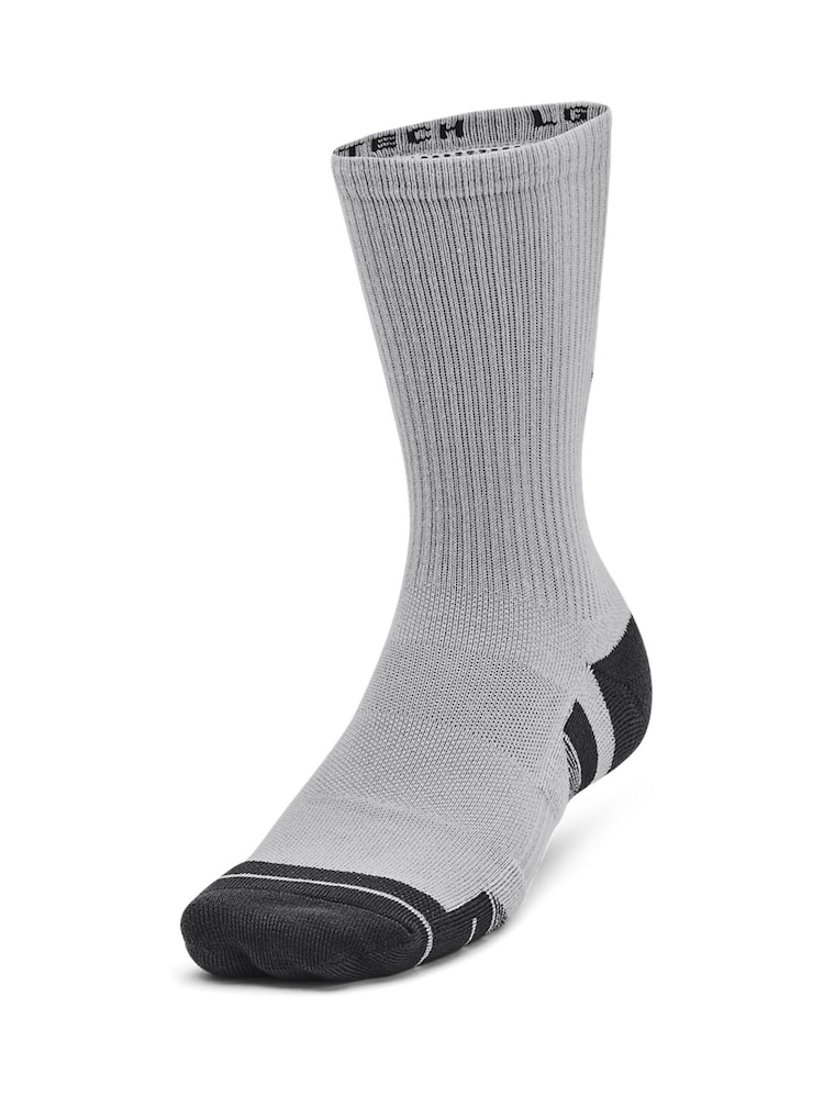 Under Armour Grey Performance Tech Crew Socks 3 Pack - Image 5 of 8