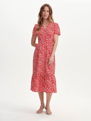 Finery Red Deena Faux Wrap Midi Dress - Image 1 of 4