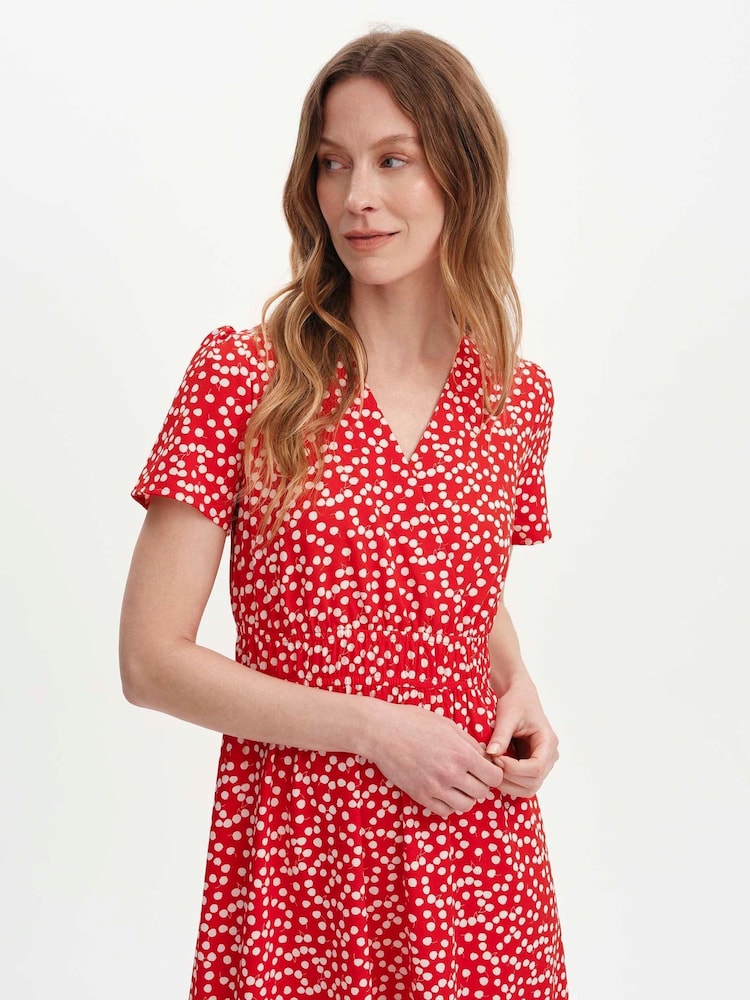 Finery Red Deena Faux Wrap Midi Dress - Image 2 of 4 Finery Red Deena Faux Wrap Midi Dress - Image 2 of 4