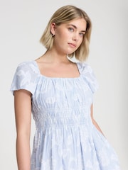 Finery Blue Maia Elasticated Waist Midi Dress - Image 2 of 4