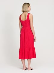 Finery Pink Sleeveless Gingham Seersucker Midi Dress - Image 4 of 4
