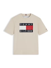Tommy Hilfiger Brown Heritage Flag Print Jersey T-Shirt - Image 1 of 1