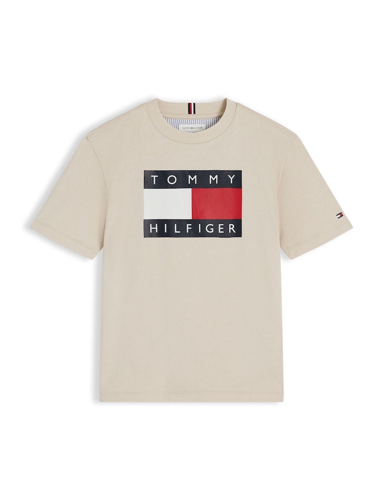 Tommy Hilfiger Brown Heritage Flag Print Jersey T-Shirt - Image 1 of 1 Tommy Hilfiger Brown Heritage Flag Print Jersey T-Shirt - Image 1 of 1