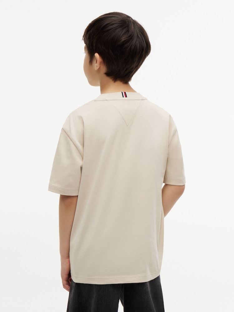 Tommy Hilfiger Brown Heritage Flag Print Jersey T-Shirt - Image 2 of 6 Tommy Hilfiger Brown Heritage Flag Print Jersey T-Shirt - Image 2 of 6