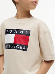 Tommy Hilfiger Brown Heritage Flag Print Jersey T-Shirt - Image 3 of 6