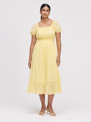 Finery Yellow Mandy Cotton Voile Midi Dress - Image 1 of 4