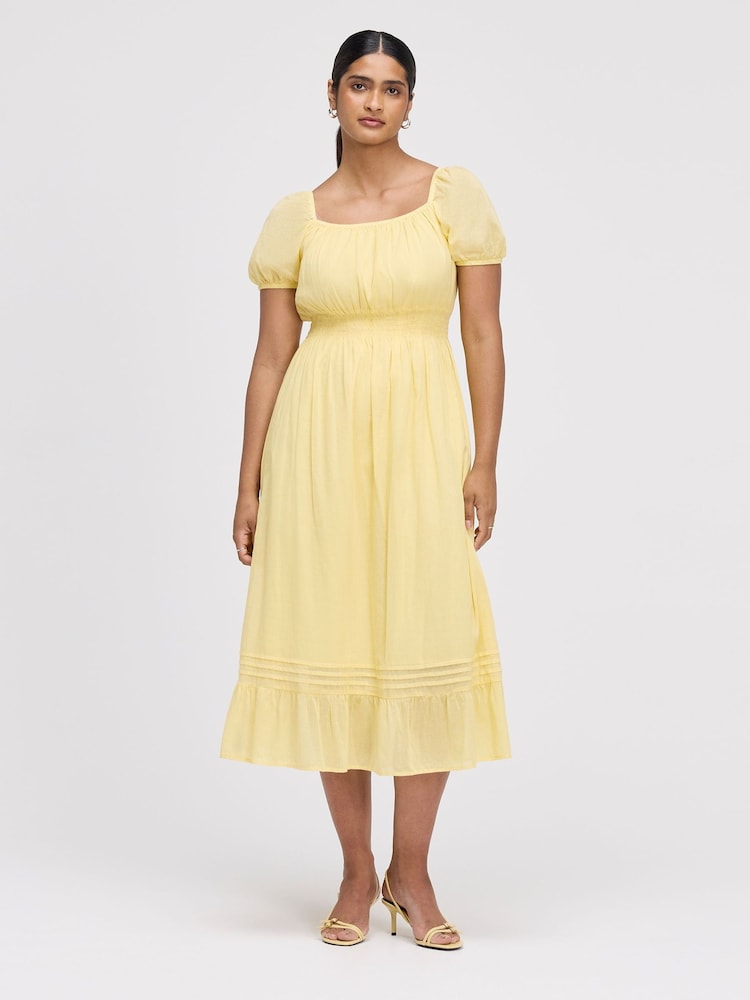 Finery Yellow Mandy Cotton Voile Midi Dress - Image 1 of 4 Finery Yellow Mandy Cotton Voile Midi Dress - Image 1 of 4