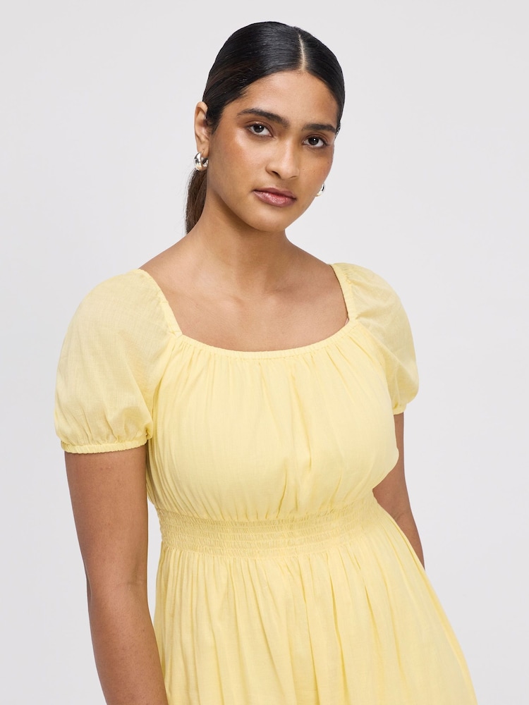 Finery Yellow Mandy Cotton Voile Midi Dress - Image 2 of 4 Finery Yellow Mandy Cotton Voile Midi Dress - Image 2 of 4