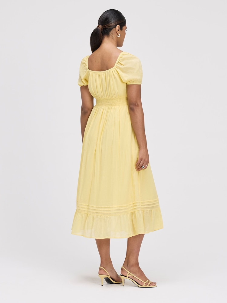 Finery Yellow Mandy Cotton Voile Midi Dress - Image 4 of 4 Finery Yellow Mandy Cotton Voile Midi Dress - Image 4 of 4
