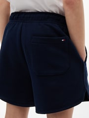 Tommy Hilfiger Navy Blue Tonal Flag Logo Terry Sweat Shorts - Image 4 of 5
